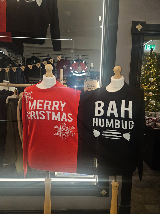 Christmas Couples Jumper - Bah Humbug/MerryChristmas